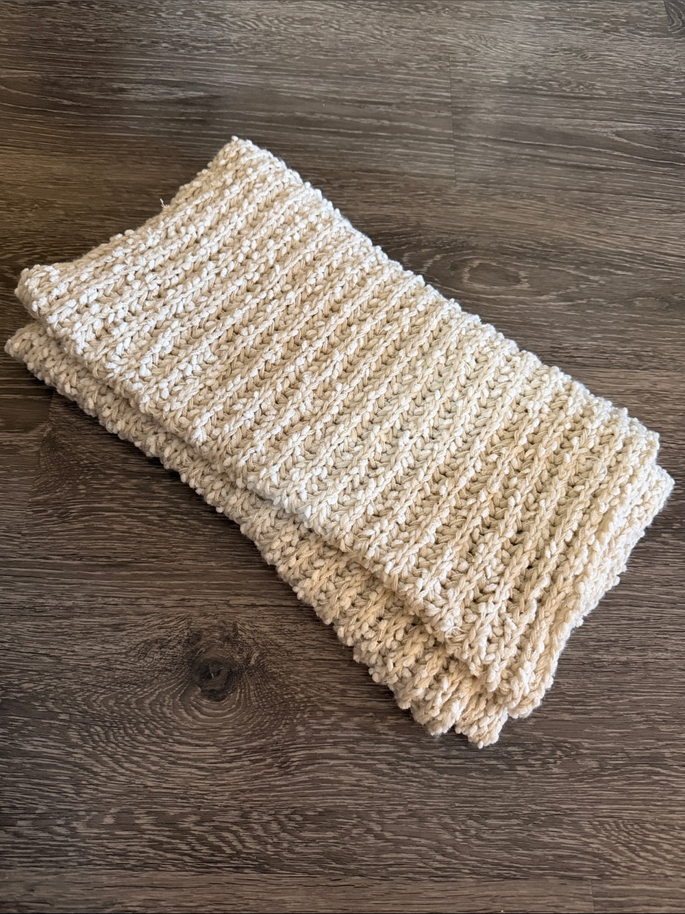Handmade Cream Knit Infinity Scarf